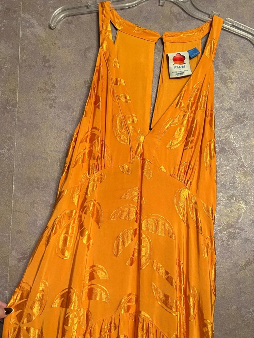 FARM Rio Orange Satin V-Neck Maxi Dress - Picture 7 of 10